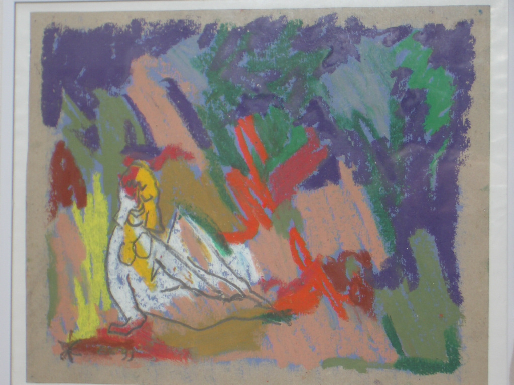  éve 'le jardin d 'éden .pastel gras sur papier