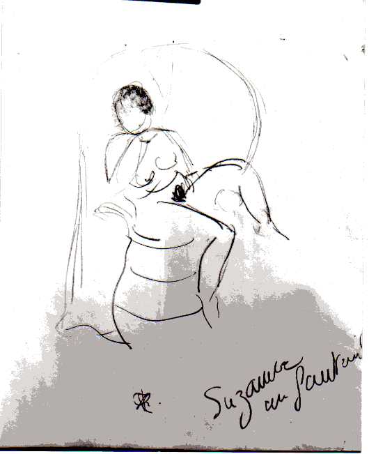 dessin sanguine . SUZANNE au fauteuil