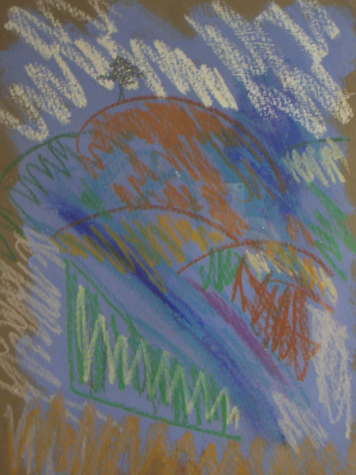 paysage 'les collines de reviers 'acrylique sur papier '